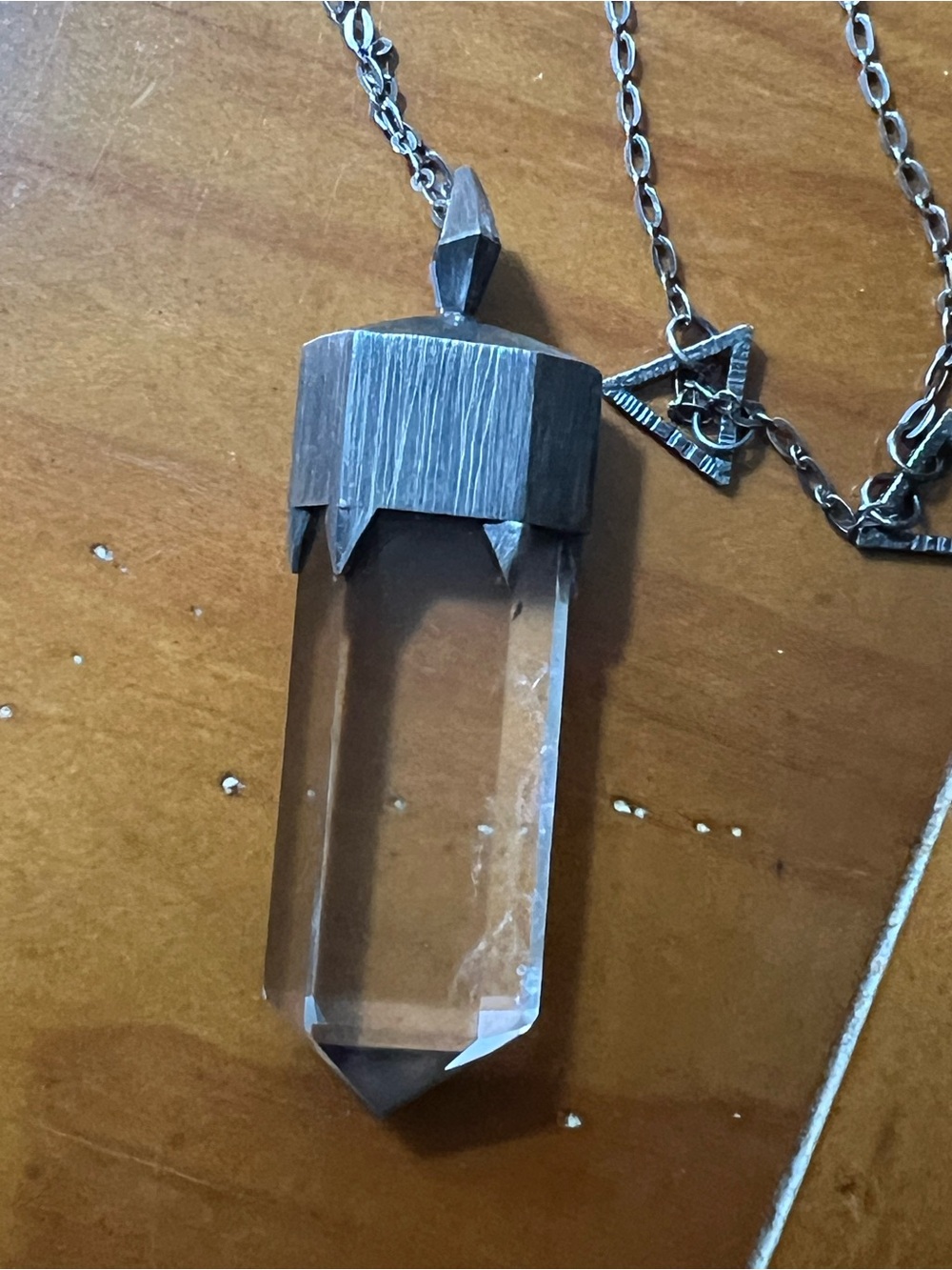 Mariella Pilato Rock Crystal Pendant Necklace Sterling Silver Artisan Edgy OOAK